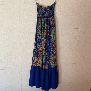 Royal blue sleeveless boho maxi dress